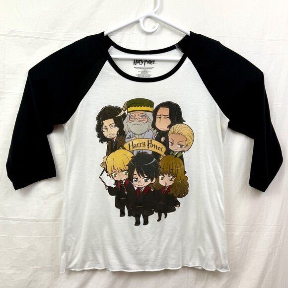 Harry Potter Anime Style Characters 3/4 Sleeve Tee Unisex XL White Black - Picture 1 of 5